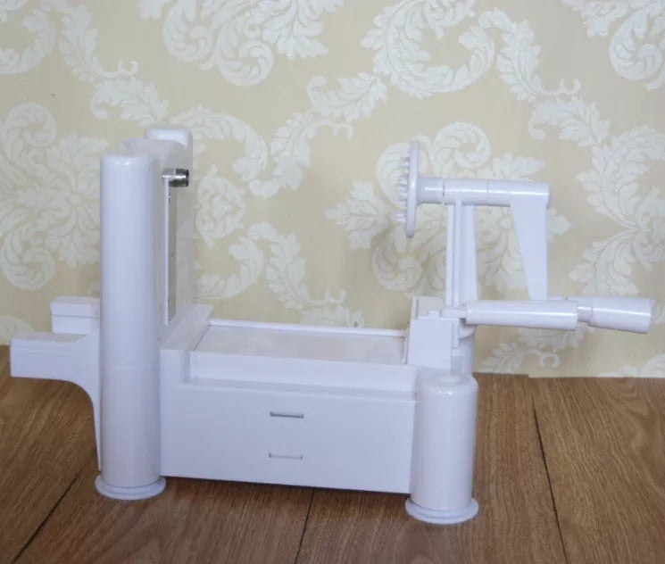 Hand-rotating Push-type Vegetable Cutter with multiple blades for slicing and shredding