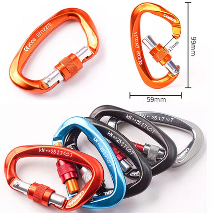 High-strength 7075 aviation aluminum lock climbing safety buckle in multiple colors