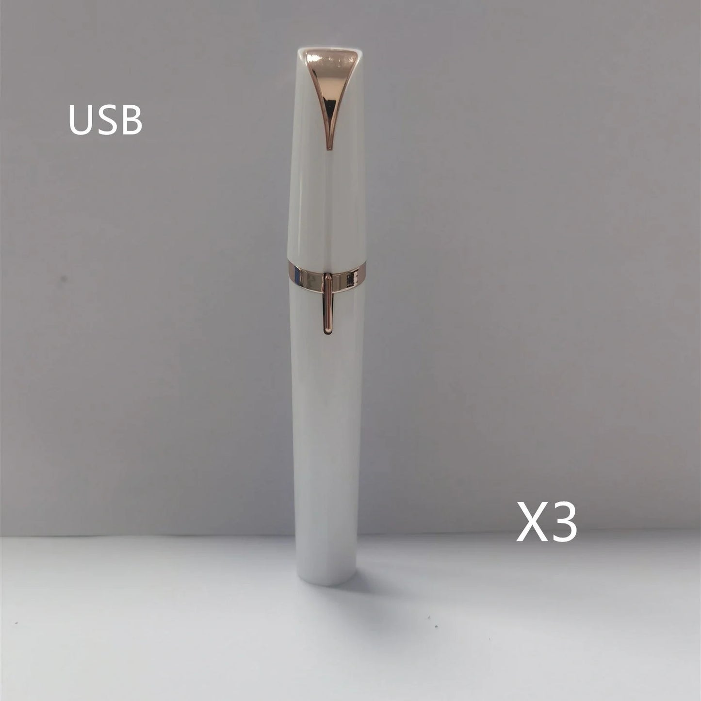 Mini electric eyebrow trimmer with LED light and gold plated head