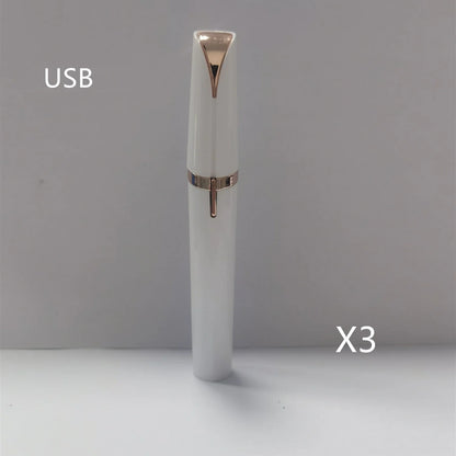 Mini electric eyebrow trimmer with LED light and gold plated head