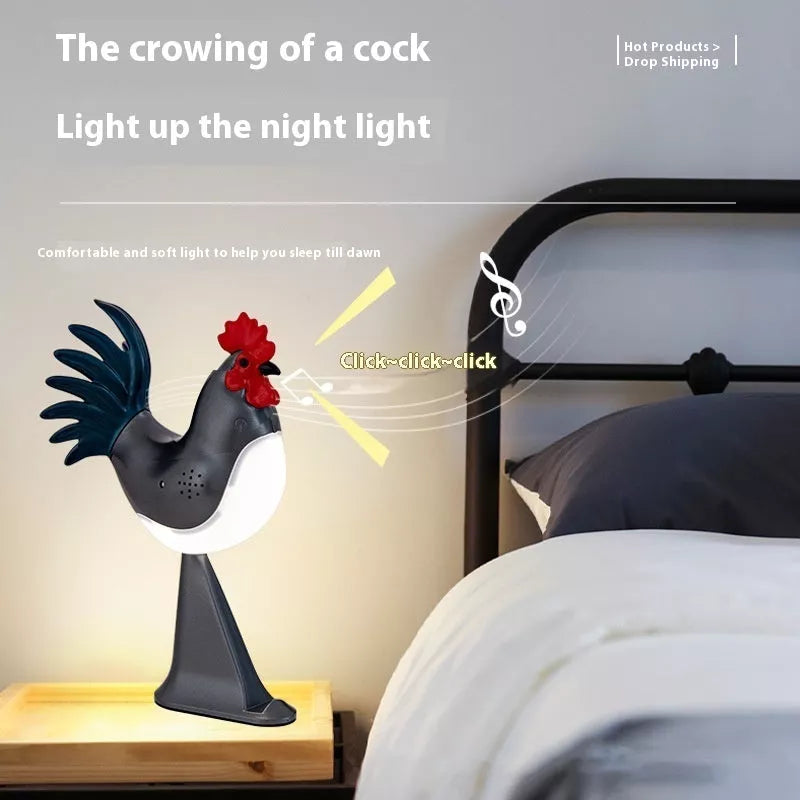 LED Rooster Night Light with touch control and sound, rechargeable, in various colors