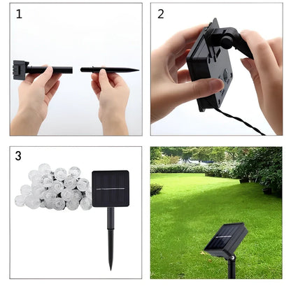 6.5-metre solar LED string lights with 30 bulbs for outdoor garden decoration