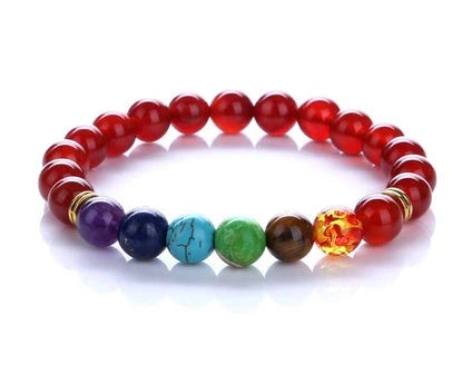 Natural Stone Colorful Bracelet with 8mm beads and 19cm inner circumference