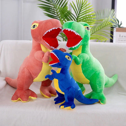 Blue plush dinosaur toy measuring 60cm tall with short plush fabric and PP cotton filling