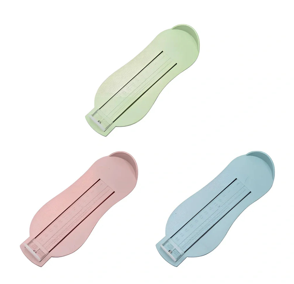 Blue children's foot measuring ruler with 0-20cm scale on ABS plastic 22.7x9x2.5cm