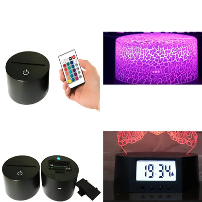 3D acrylic night light with hands holding heart design, showing seven colour options and remote control