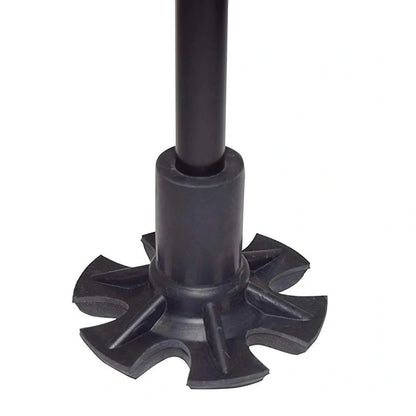 Telescopic folding walking stick with ergonomic handle extended to full height showing 6-tip base design