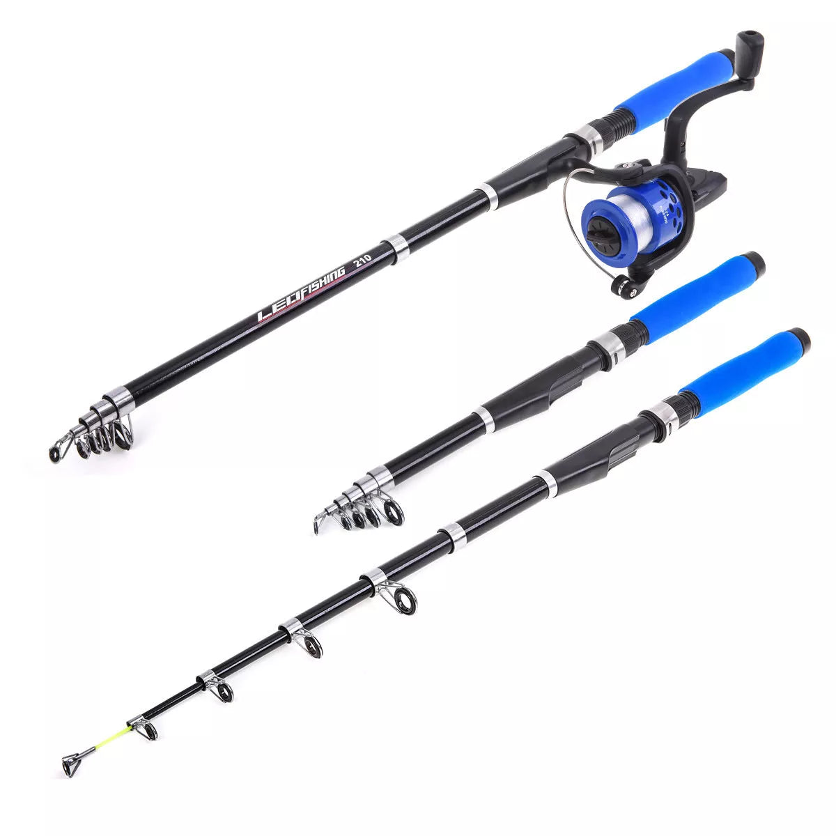 Multi-functional Light Fishing Rod Set from Japan, 2.1m Blue, 10-section design