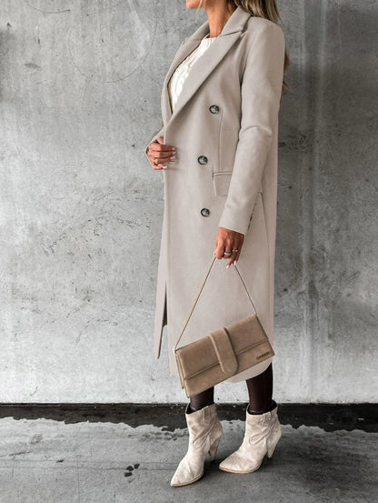 Stylish long sleeve lapel coat in various colors for trendy winter fashion