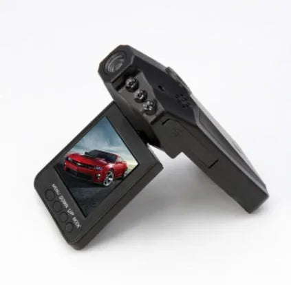 H198 HD car DVR with six-light infrared night vision, 2.4-inch screen, and parking monitor features