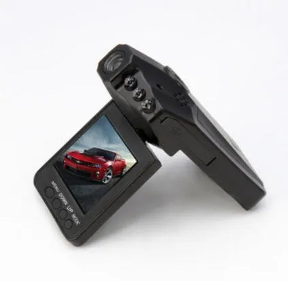 H198 HD car DVR with six-light infrared night vision, 2.4-inch screen, and parking monitor features