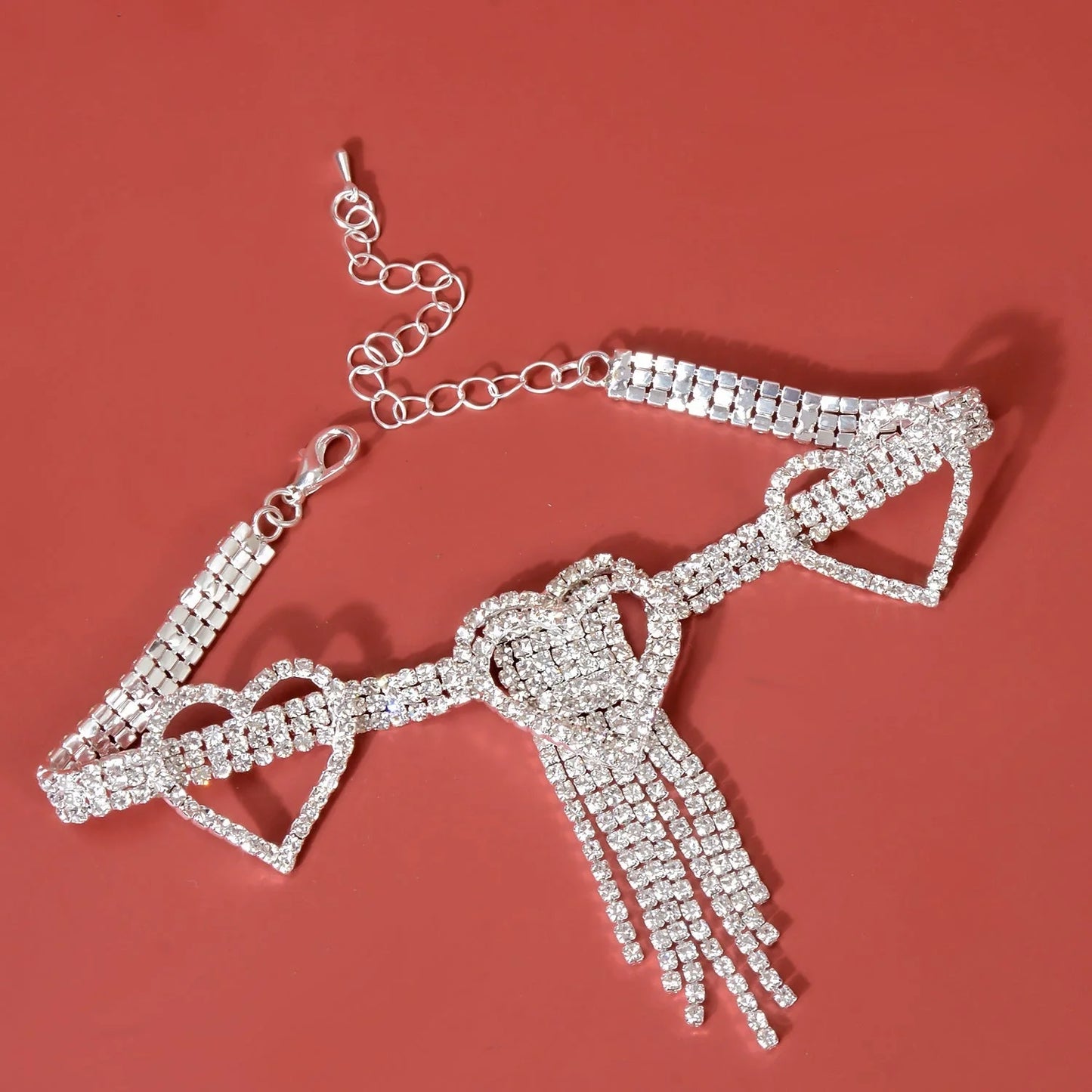 Blue rhinestone tassel anklet with gold-plated accents, perfect for women's fashion accessories.