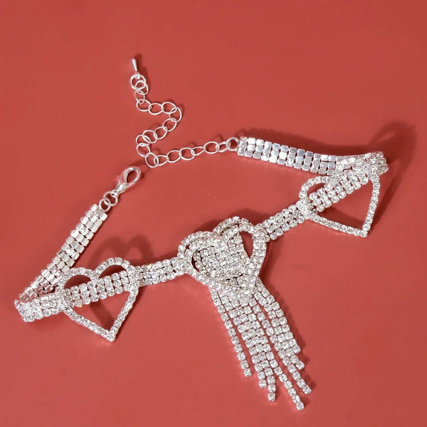 Blue rhinestone tassel anklet with gold-plated accents, perfect for women's fashion accessories.