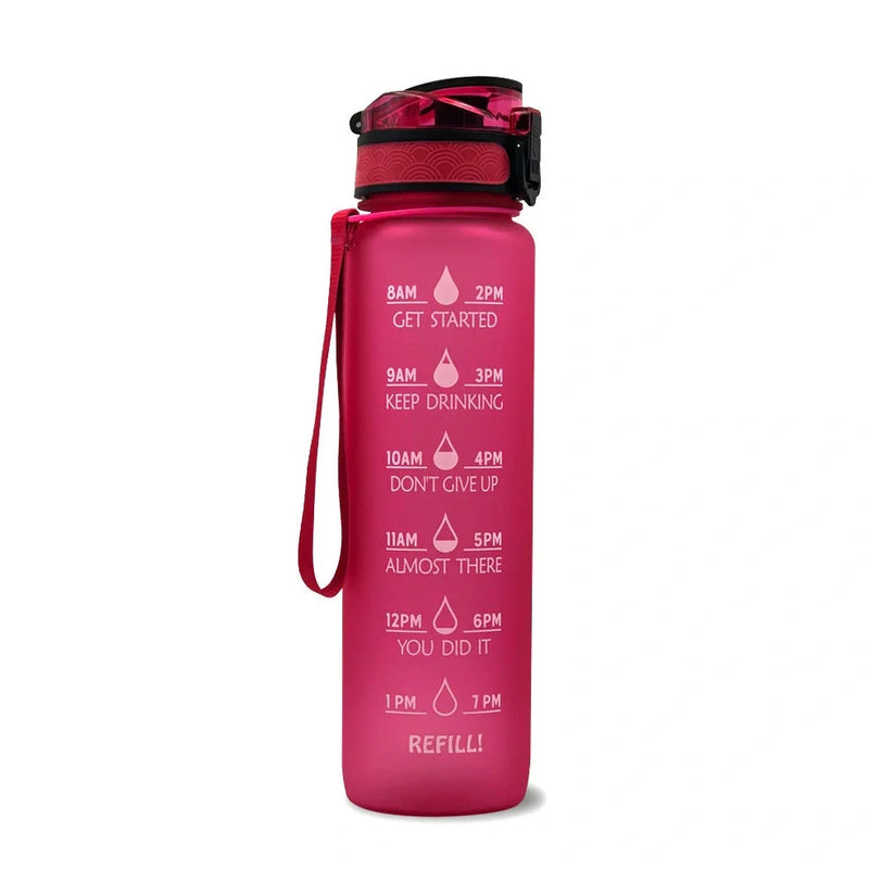 1000ml sports water bottle with gradient plastic design featuring food-grade material construction, leak-proof screw cap, and 29.5cm height for easy carrying during physical activities