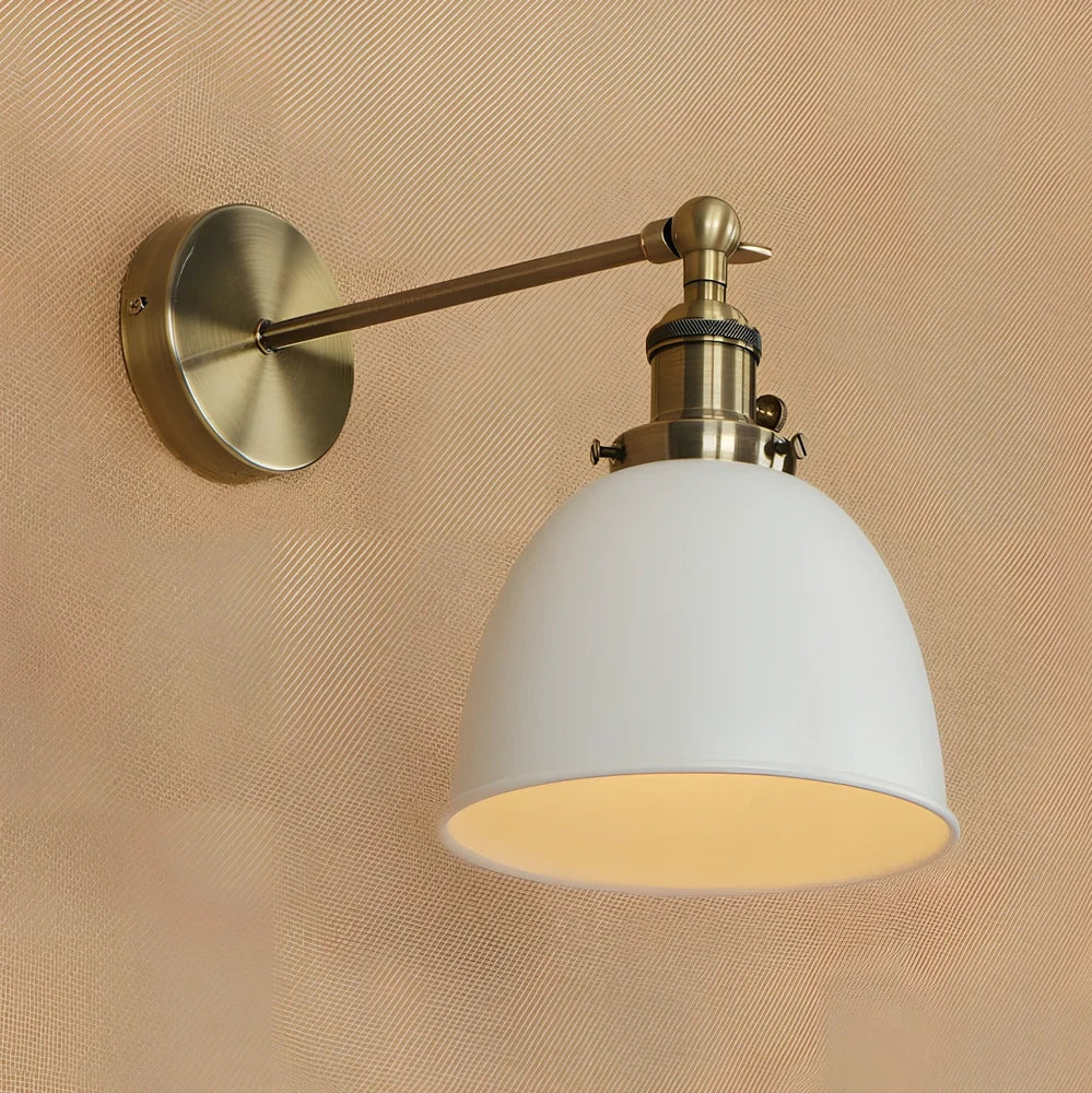 Bedroom light with adjustable iron shade in multiple colour options