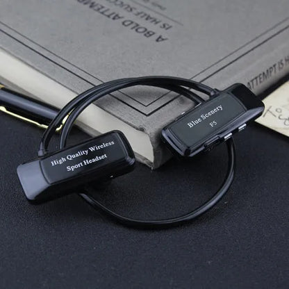 F5 wireless Bluetooth headset with card, ear-hook design, Bluetooth 4.0, 10 metre range, in black gold red or white