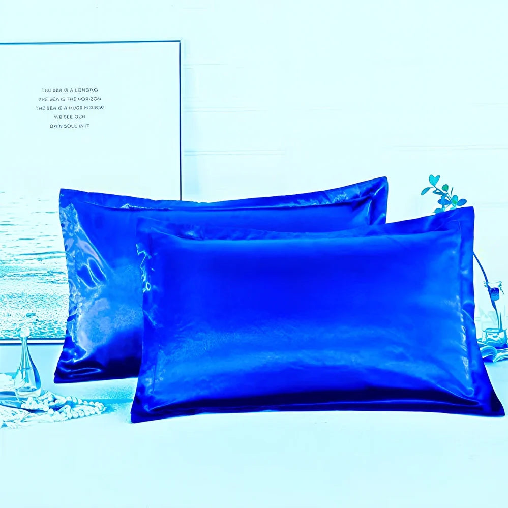 Pure colour imitation silk pillowcase in selected colour showing smooth polyester fabric texture