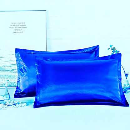 Pure colour imitation silk pillowcase in selected colour showing smooth polyester fabric texture
