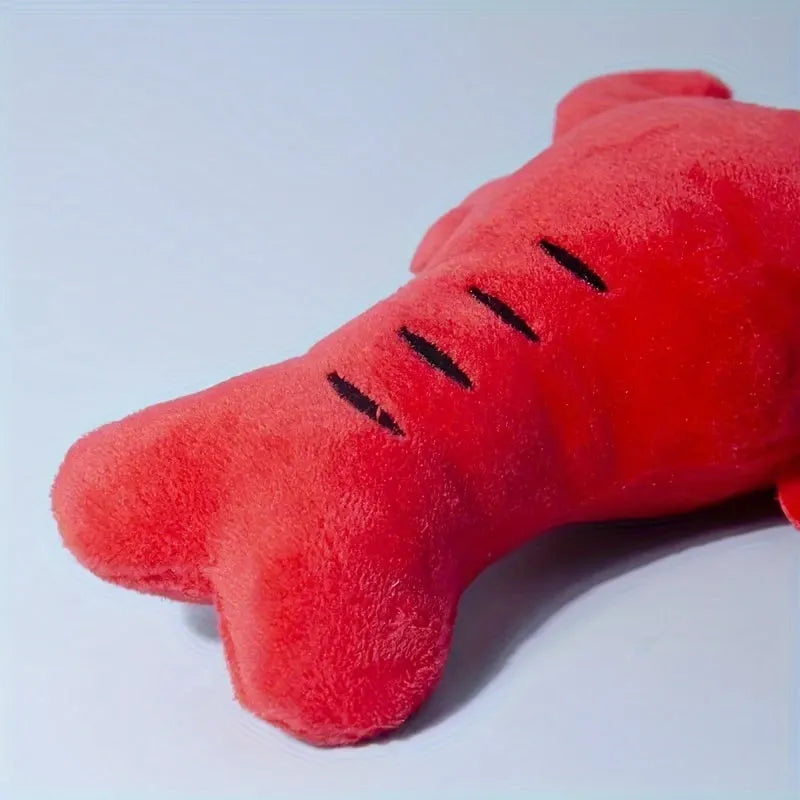 Red lobster stuffed squeaky dog toy for small medium breeds measuring 12.5cm