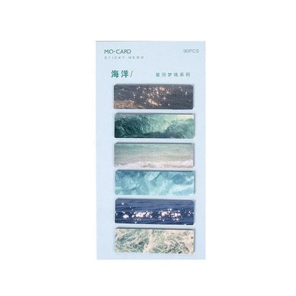 Night sky star index post-it notes set showing six celestial colour variations
