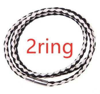 Personalized men's braided leather bracelet with stainless steel beads and custom name charm