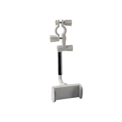 Black ABS plastic mobile phone bracket mounted on a car rearview mirror.