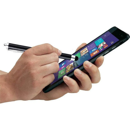 Universal Touch 9.0 capacitive pen in multiple colours next to a smartphone and tablet.