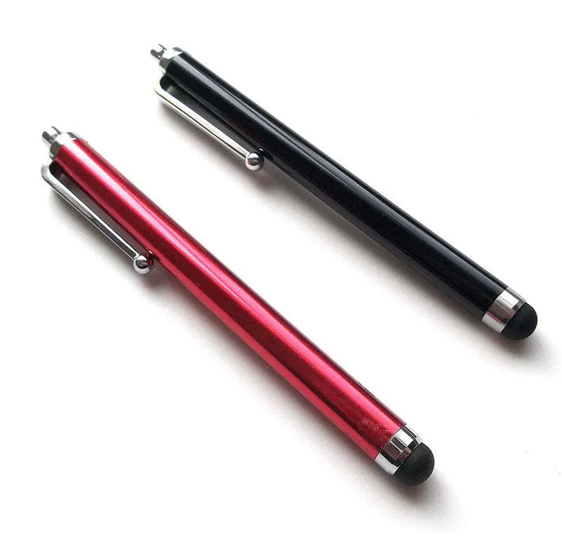 Universal Touch 9.0 capacitive pen in multiple colours next to a smartphone and tablet.