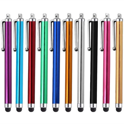 Universal Touch 9.0 capacitive pen in multiple colours next to a smartphone and tablet.