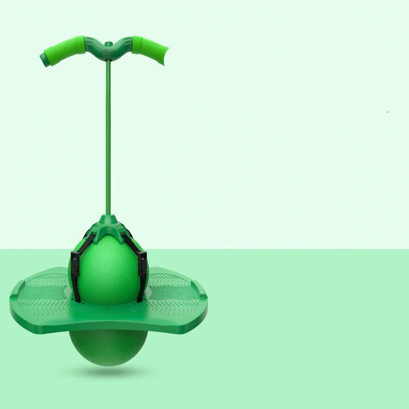 Bouncing ball toy frog for kids with elastic cord and foam base, promoting balance and coordination