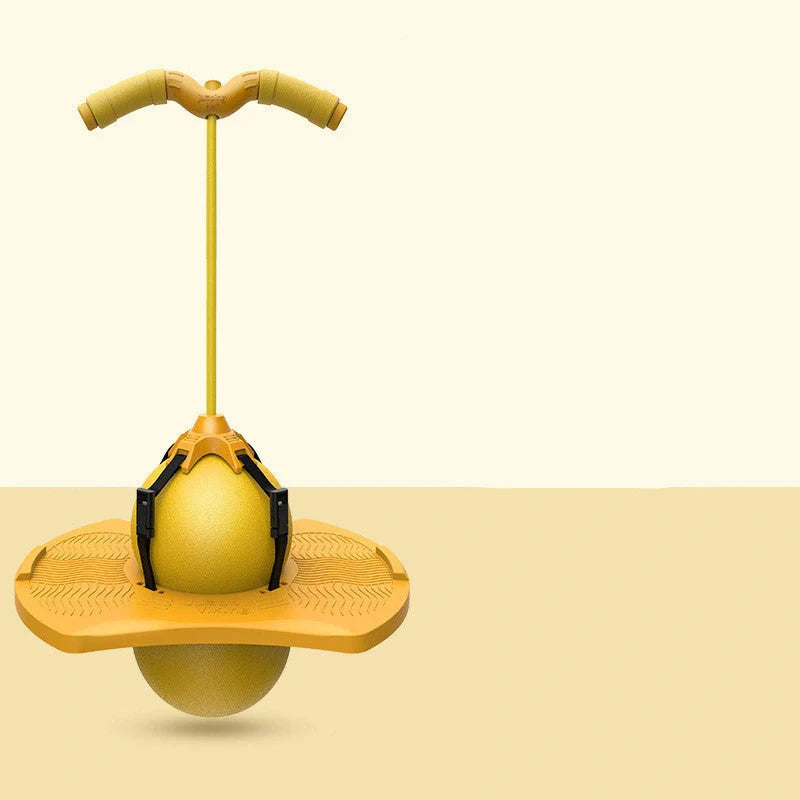 Bouncing ball toy frog for kids with elastic cord and foam base, promoting balance and coordination