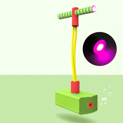 Bouncing ball toy frog for kids with elastic cord and foam base, promoting balance and coordination