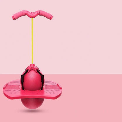 Bouncing ball toy frog for kids with elastic cord and foam base, promoting balance and coordination