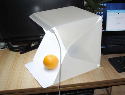 40cm folding photography studio light box with LED ring light and coloured backgrounds