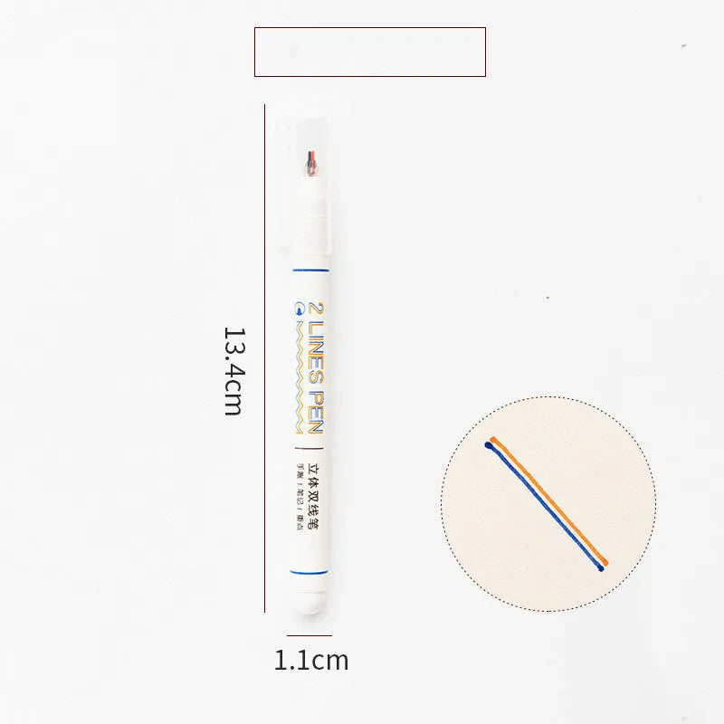 Two-colour hand account marker highlighter pen with 0.5mm tip and 13.4cm plastic body for students
