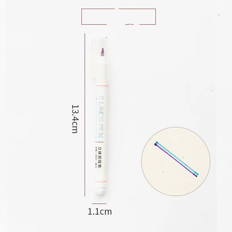 Two-colour hand account marker highlighter pen with 0.5mm tip and 13.4cm plastic body for students