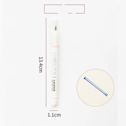 Two-colour hand account marker highlighter pen with 0.5mm tip and 13.4cm plastic body for students