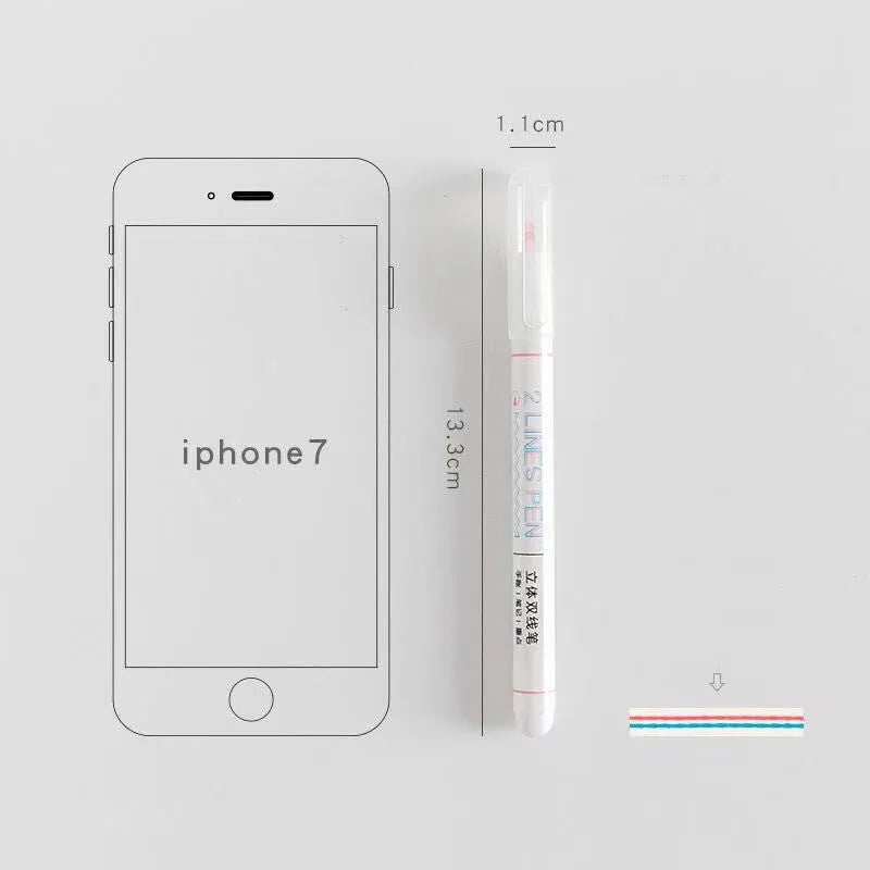Two-colour hand account marker highlighter pen with 0.5mm tip and 13.4cm plastic body for students