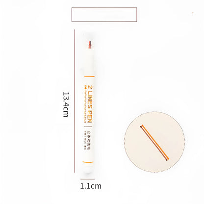 Two-colour hand account marker highlighter pen with 0.5mm tip and 13.4cm plastic body for students