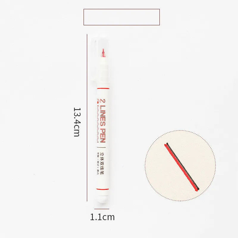 Two-colour hand account marker highlighter pen with 0.5mm tip and 13.4cm plastic body for students