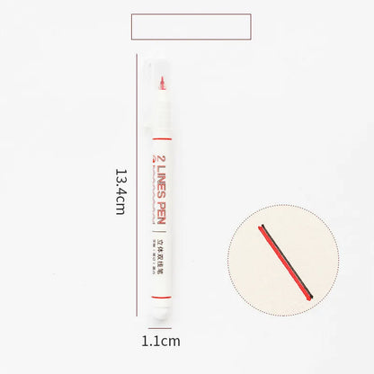 Two-colour hand account marker highlighter pen with 0.5mm tip and 13.4cm plastic body for students