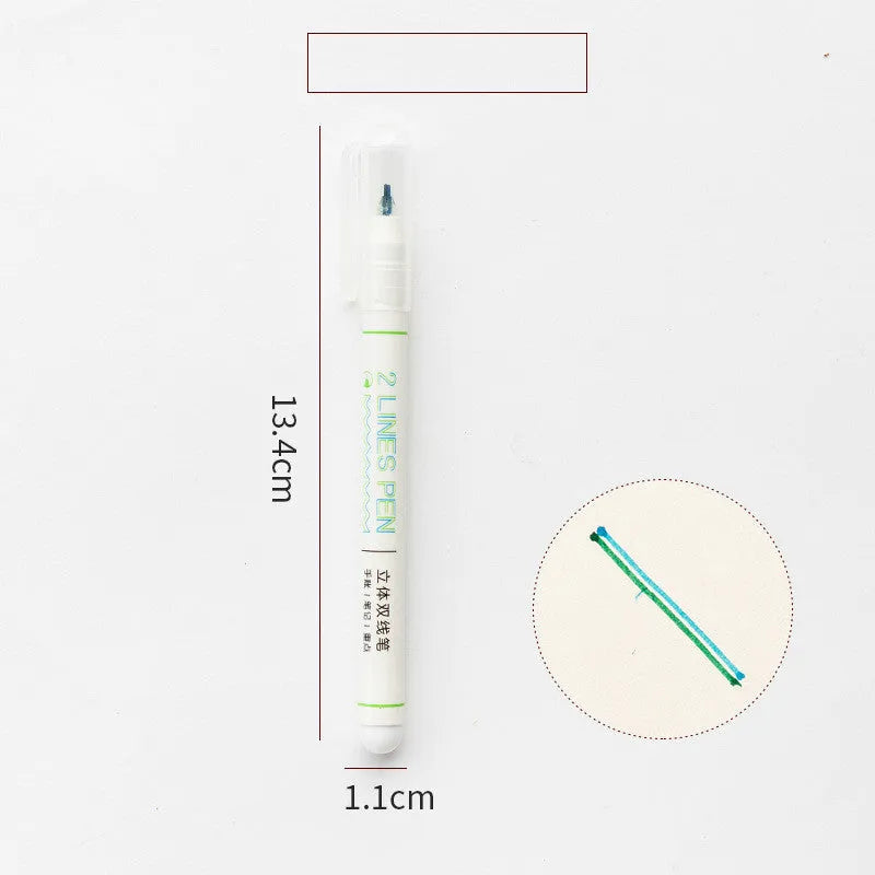 Two-colour hand account marker highlighter pen with 0.5mm tip and 13.4cm plastic body for students