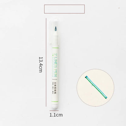 Two-colour hand account marker highlighter pen with 0.5mm tip and 13.4cm plastic body for students