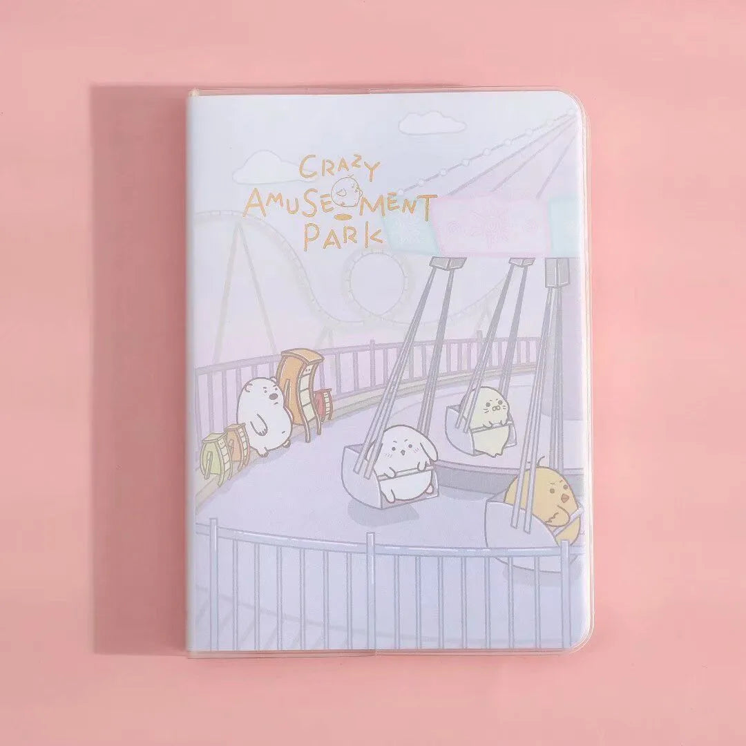 Waterproof A6 notepad with PU cover showing amusement park design and over 100 pages