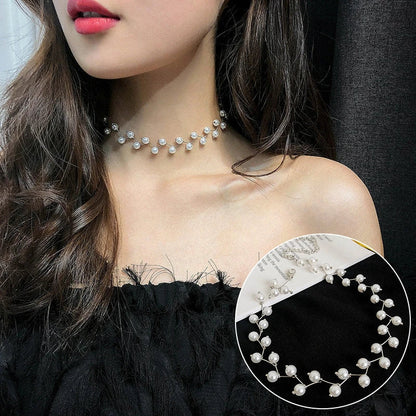 Personalized necklace collar with variety of pearl, crystal, and sequin designs for elevated style and comfort