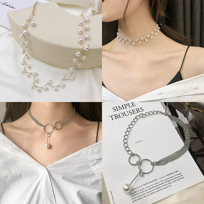 Personalized necklace collar with variety of pearl, crystal, and sequin designs for elevated style and comfort