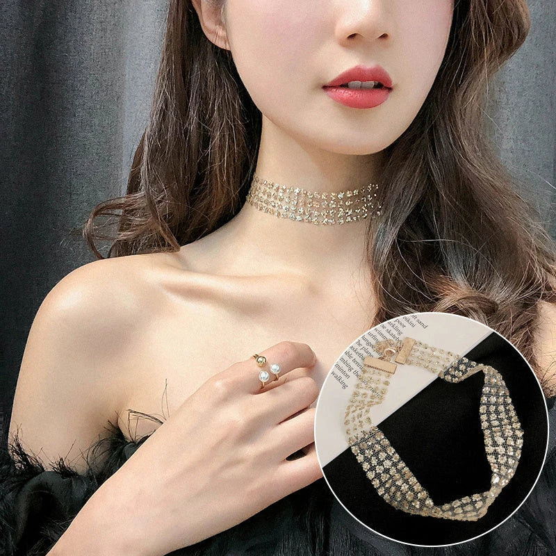 Personalized necklace collar with variety of pearl, crystal, and sequin designs for elevated style and comfort