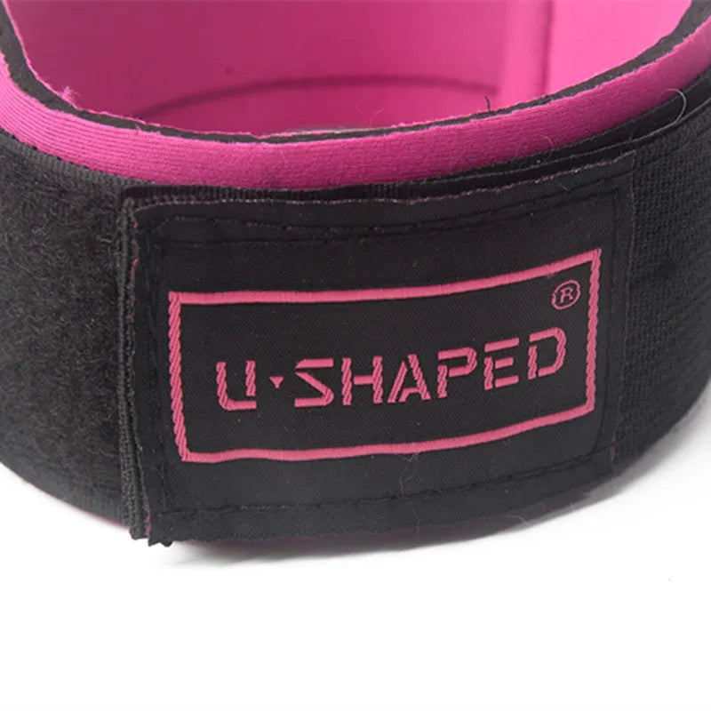 Pair of fitness ankle straps with thick neoprene padding and metal calabash hook, Black and Rose Red