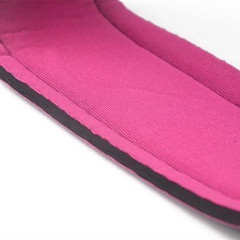 Pair of fitness ankle straps with thick neoprene padding and metal calabash hook, Black and Rose Red