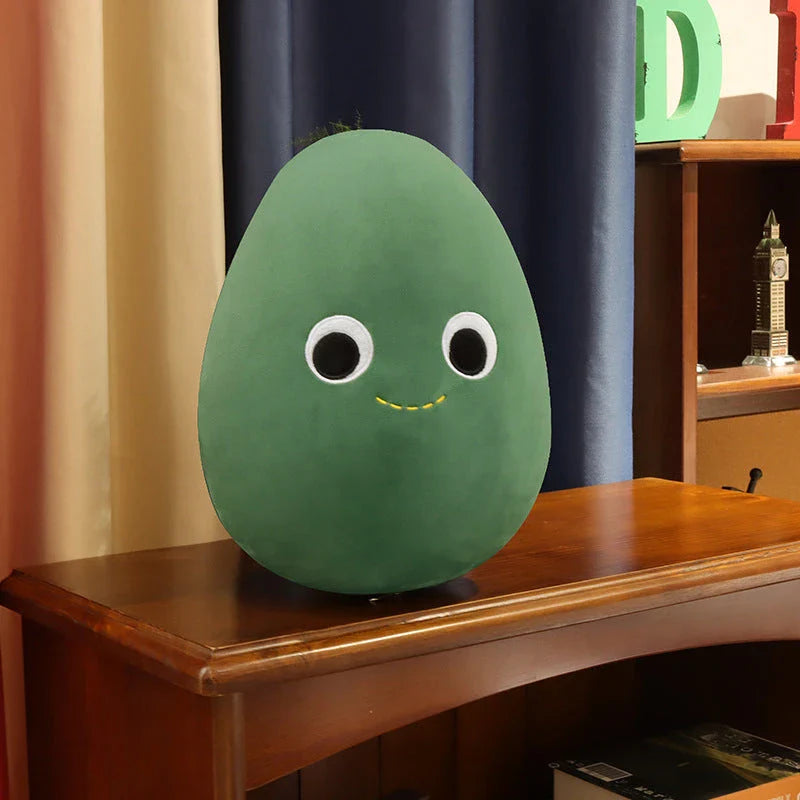 Soft, cuddly avocado-shaped plush toy in green, perfect for home decor and gift-giving